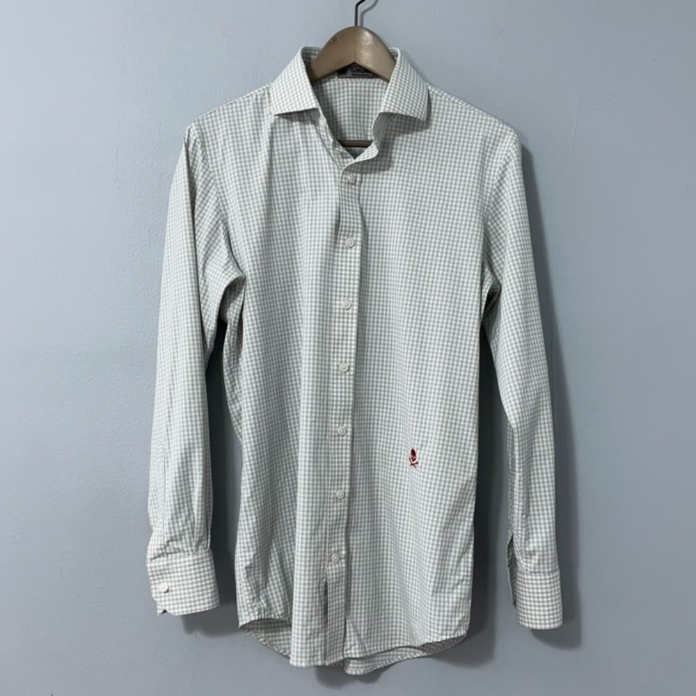 G/Fore Shirt Men‎ Medium Gray Check Long Sleeve Performance Button Up Skull Logo